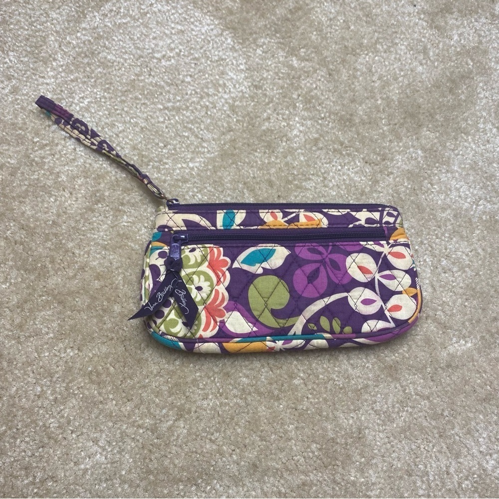 Vera Bradley Small Purple Zipper Clutch 5x9in